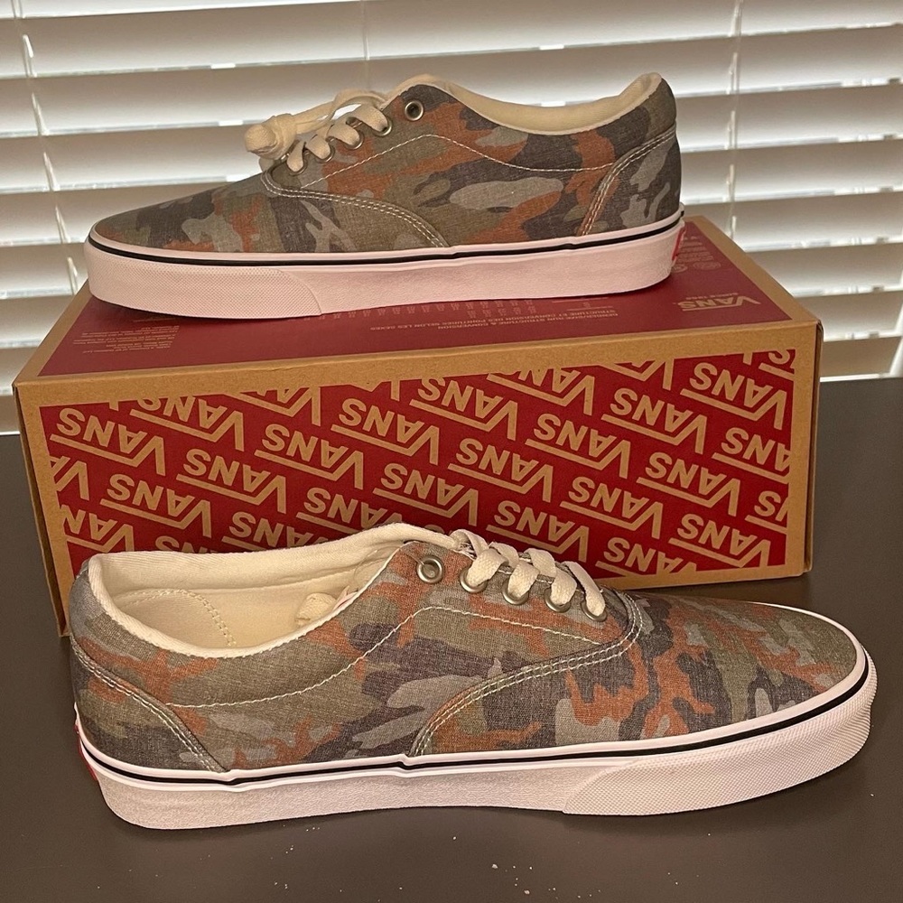 Washed Camo/White Vans